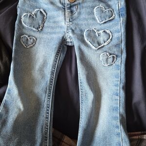 Wonder Nation Light Blue Heart-Embroidered Flare Jeans